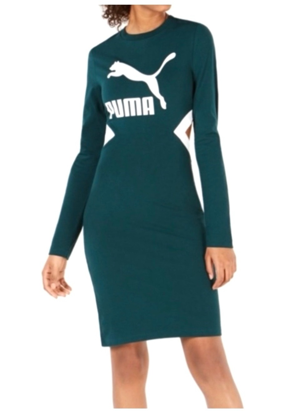 Puma Teal Cutout Logo Bodycon Dress